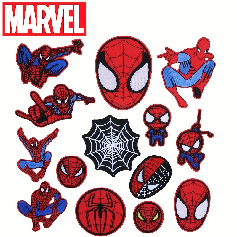

creative Costume" Marvel Spider-man 14pc Embroidered Patch Set - Iron-on Appliques For Clothing, Hats & Accessories In Royal Blue, Mixed, White, Red, Black