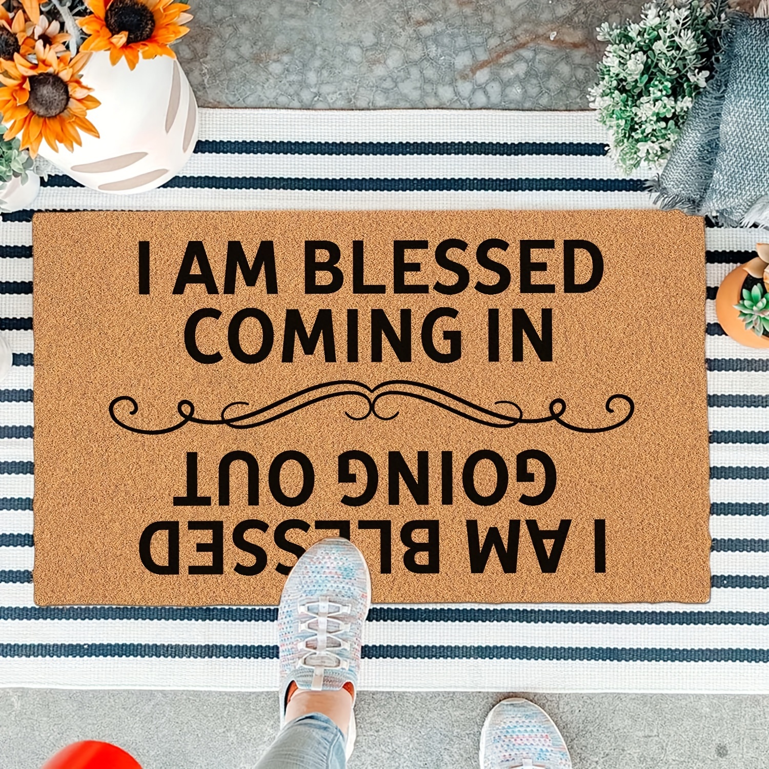 

1pc Funny Letter Print Welcome Doormat, Front Door Mat Entryway Outdoor Mat With Heavy Duty Front Porch Welcome Mats Entry Outdoor , Patios, , & More X 17 Inch