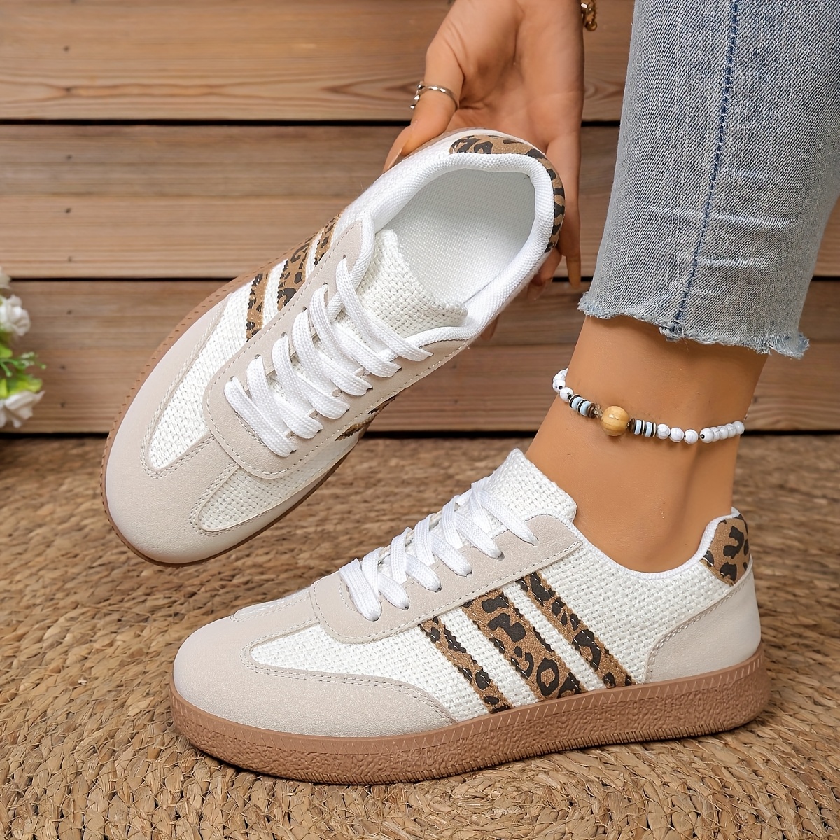 Women'S All-Season Casual Sneakers - Lightweight Cushioned Comfort, Non-Slip Rubber Sole, All-Season Everyday & Formal Shoes - Brown - for Women, Versatile Footwear, Breathable Fabric Upper, Durable Traction Footwear, Minimalist Design, Office Wear