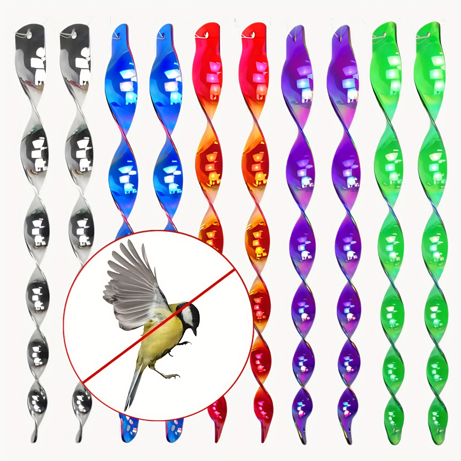 

10 Pack Reflective Bird Repellent Wind Spiral Rods - Plastic Outdoor Bird Deterrent Twisting Sticks For Garden Balcony Farm