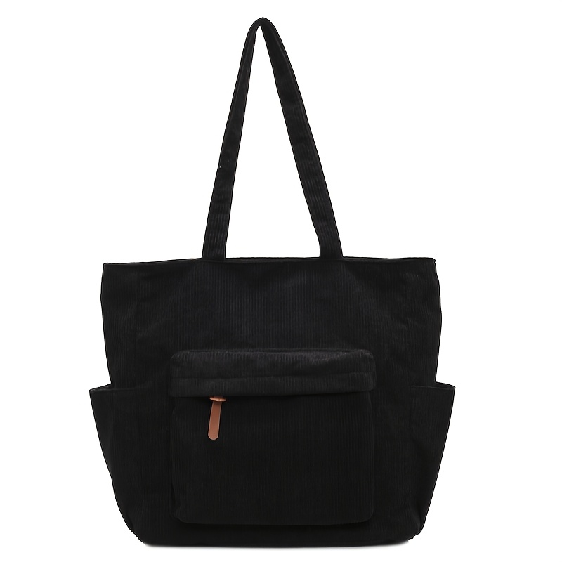 TEMU Sac à bandoulière grande en velours de couleur unie pour femmes, sac fourre-tout rayé multicouche facile à , sac carré pour le shopping et , sac