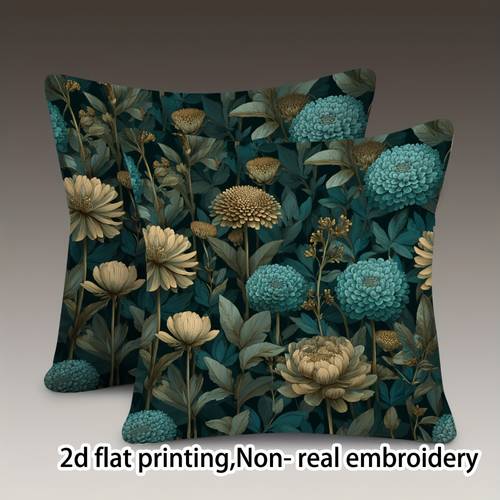 2pcs outdoor patio cushions with teal floral print machine washable with zipper closure summer relaxation