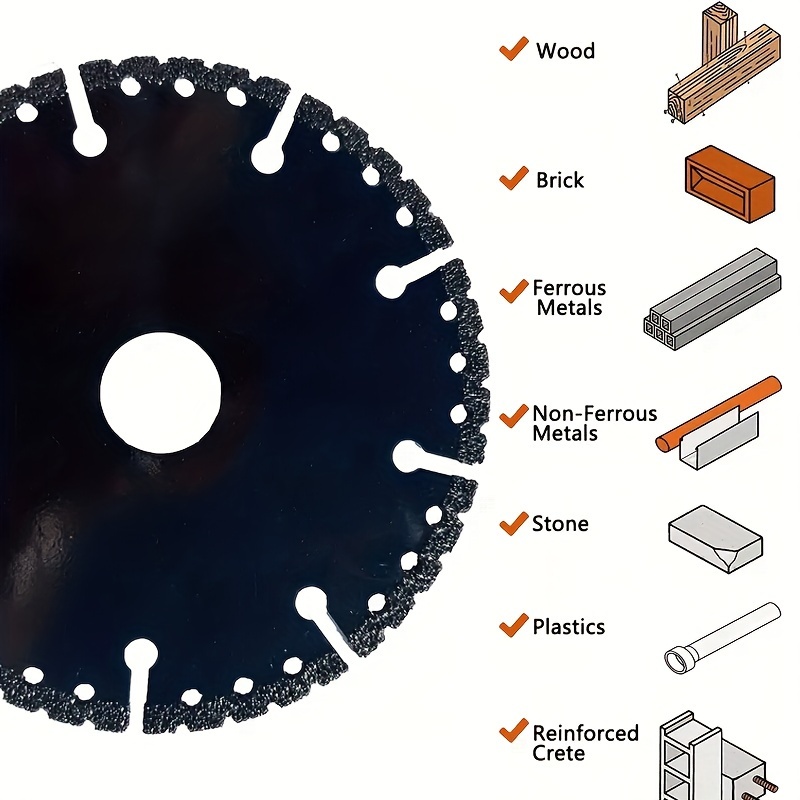 

115mm/4.5in Professional Carborundum Saw Blade For Metal Cutting - Suitable For Steel, , Metal Plates, Aluminum And Similar Materials