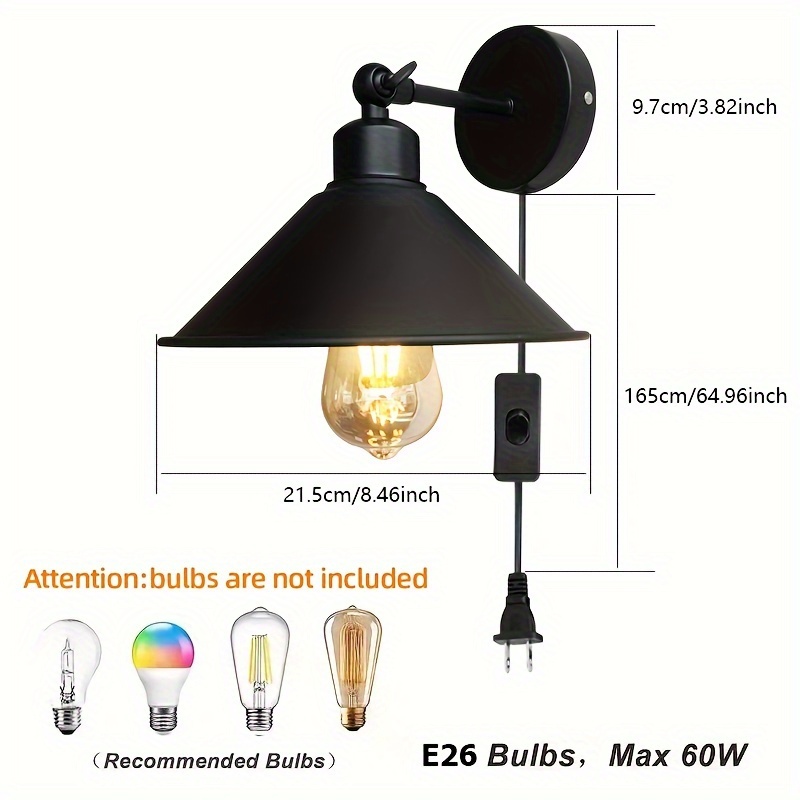 電球別売】レトロ ウォールランプ 調節可能アーム付き e26口金