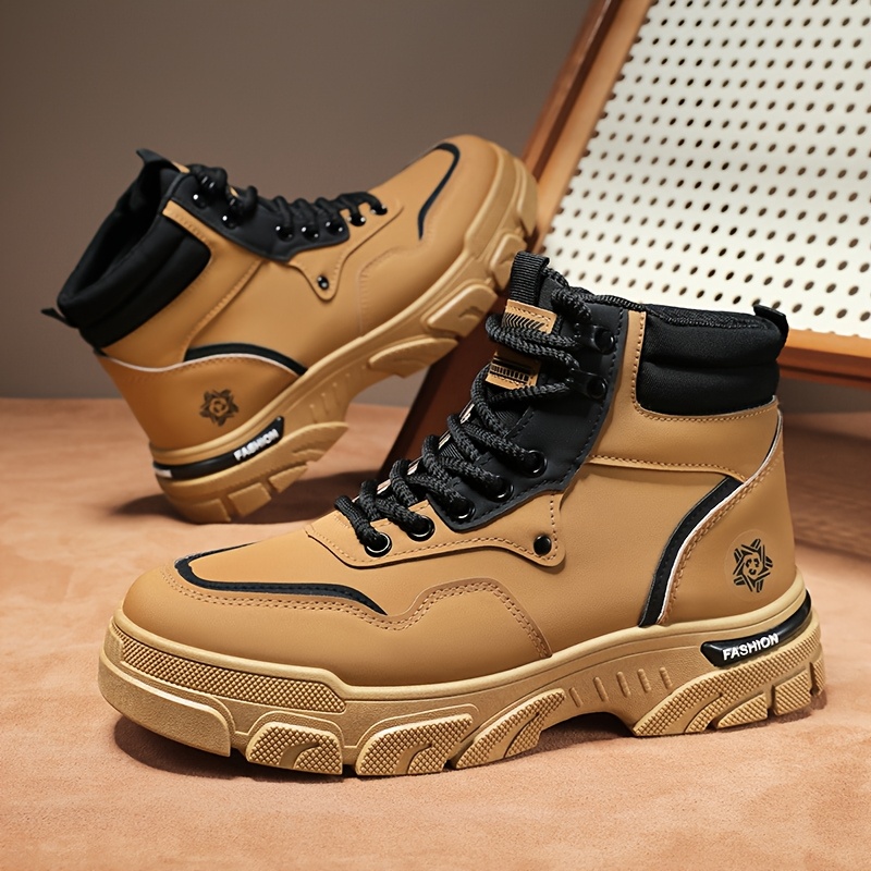 

Men's Sole Work Boots, Fashion High-top Casual Shoes, Solid Color, Lace-up, Upper, Fabric Inner, , Eva Insole, Round Toe