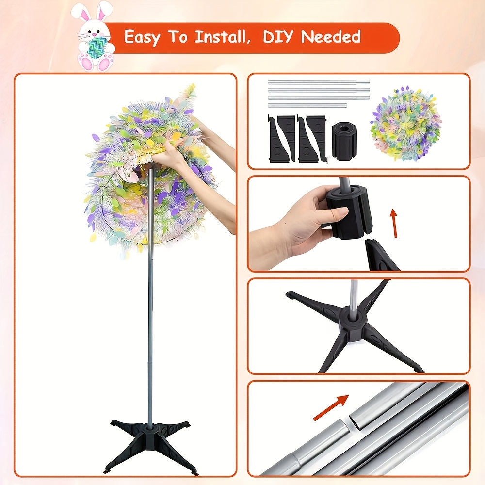 easter artificial christmas tree with 50 colorful lights collapsible   up tinsel tree with   decorations for family fireplace party indoor outdoor colorful sequins model