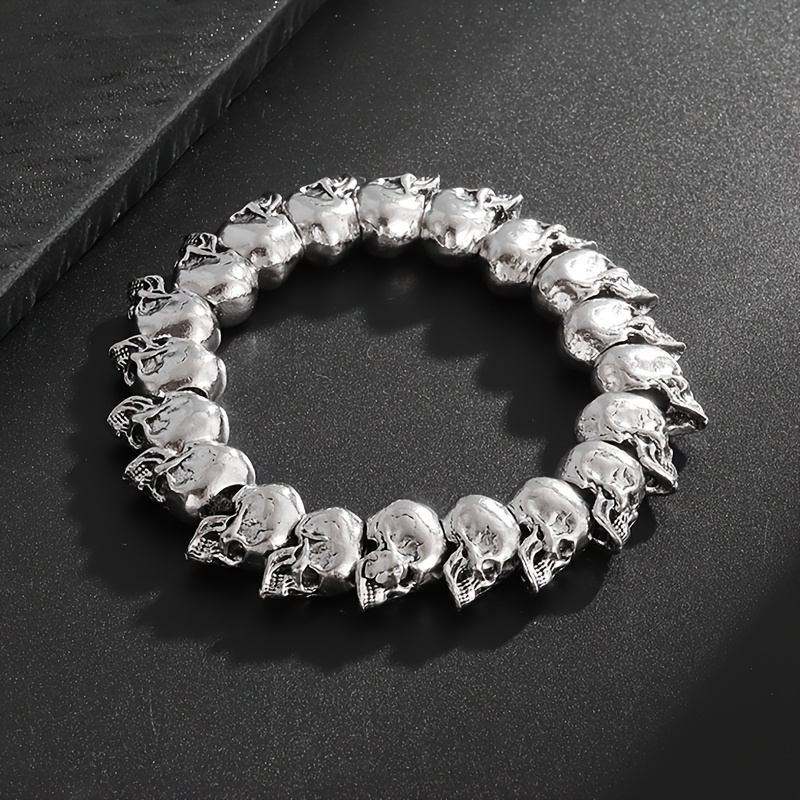 Image of A Retro Gothic Style Skull Bracelet, A Dominating Wrist Jewelry Accessory Gift For Men And Women, Suitable For Daily Street Wear