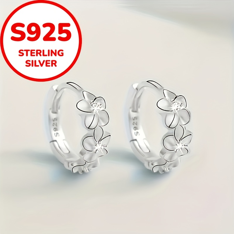 

Elegant 925 Sterling Silver Hoop Earrings With Synthetic Zirconia - , Vintage Bohemian Style, & Gifts, Ideal For Valentine's Day & All