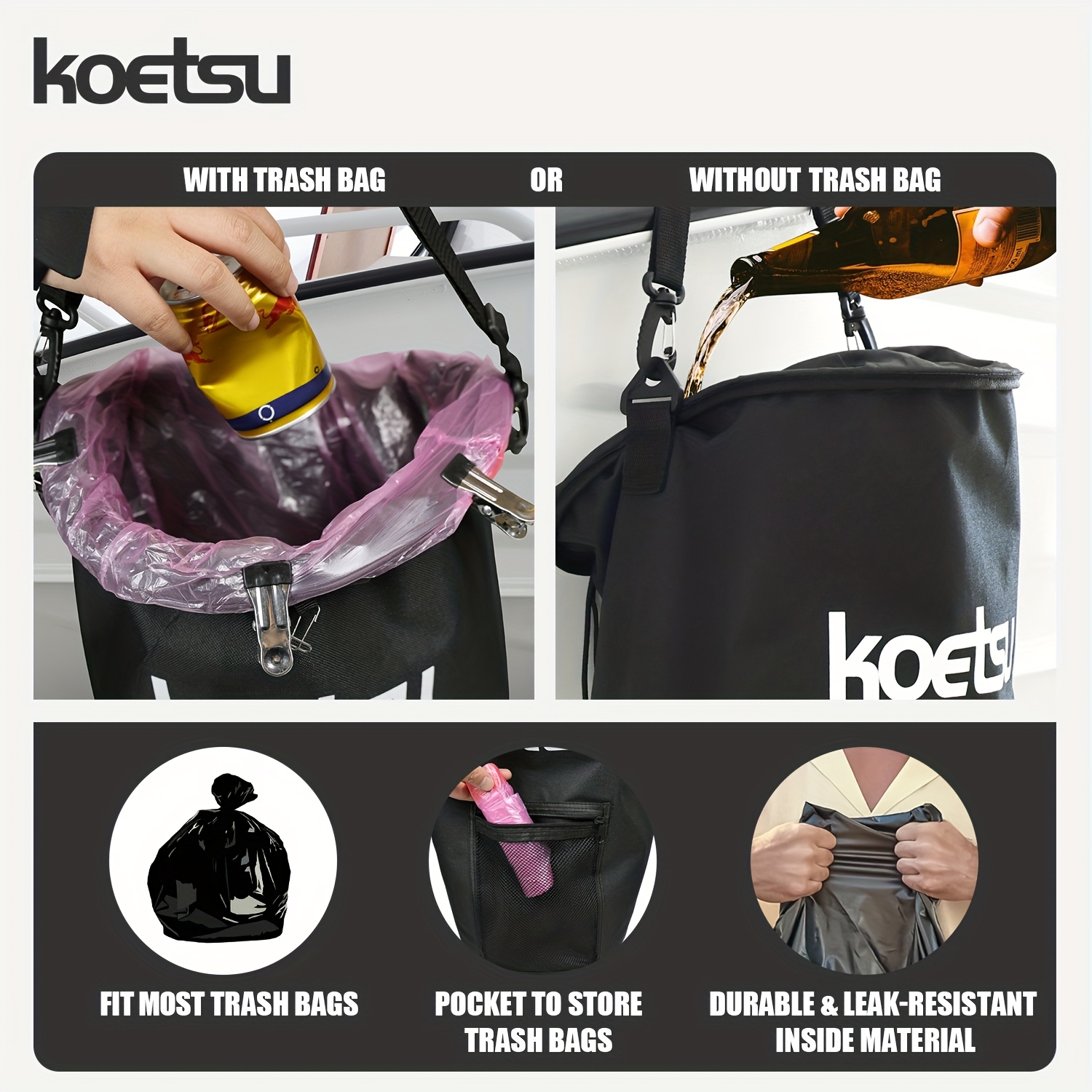 Boat Trash Can, Leakproof & Odor-Proof Hanging Garbage Bin