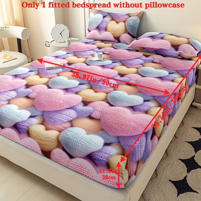 E-shop 1 Spannbettlaken, (Kissenbezug nicht enthalten) Rosa Herz Liebesdruck Bettwäsche Spannbettlaken, für Schlafzimmer, Gästezimmer, Nur