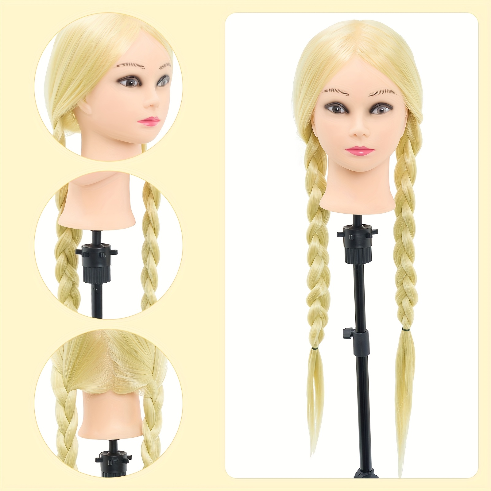 Image of Neverland Mannequin Head With Straight Hair, 30"/76cm Cosmetology And Hairdresser Mannequin Doll Head For Styling Hairdresser Practice Training With Clamp Holder And Braiding Tools