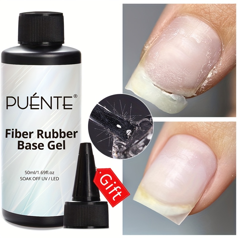 Image of 50ml Fiber Rubber Base Coat Gel Nail Polish, Large Volume Base Coat, Hypoallergenic, Quick Building, Improve Damaged Nails, Construction, Semi-permanent Varnish, Alcohol-free, For Adult Manicure