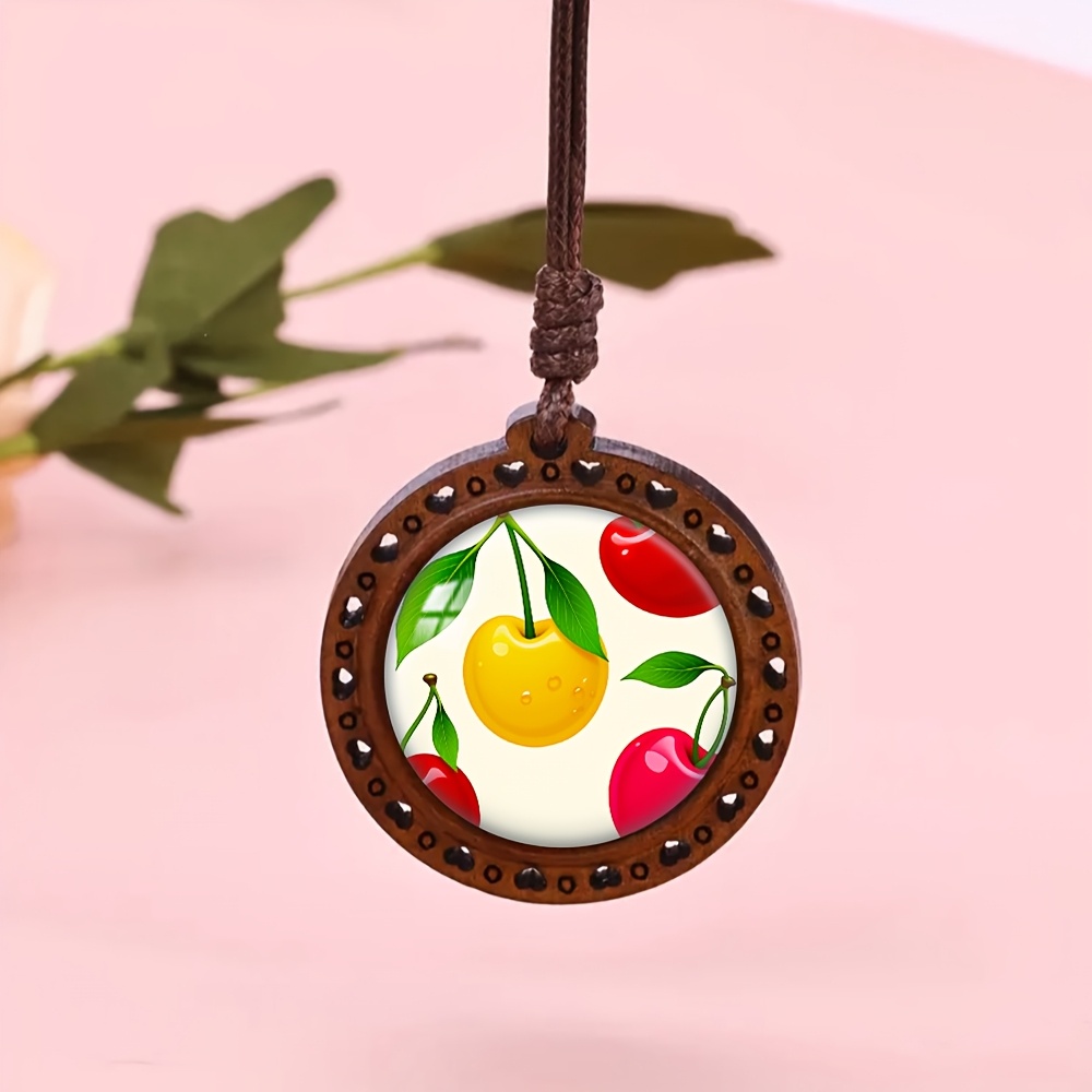 Heart-shaped Cherry Wooden Necklace, Cute Accessory