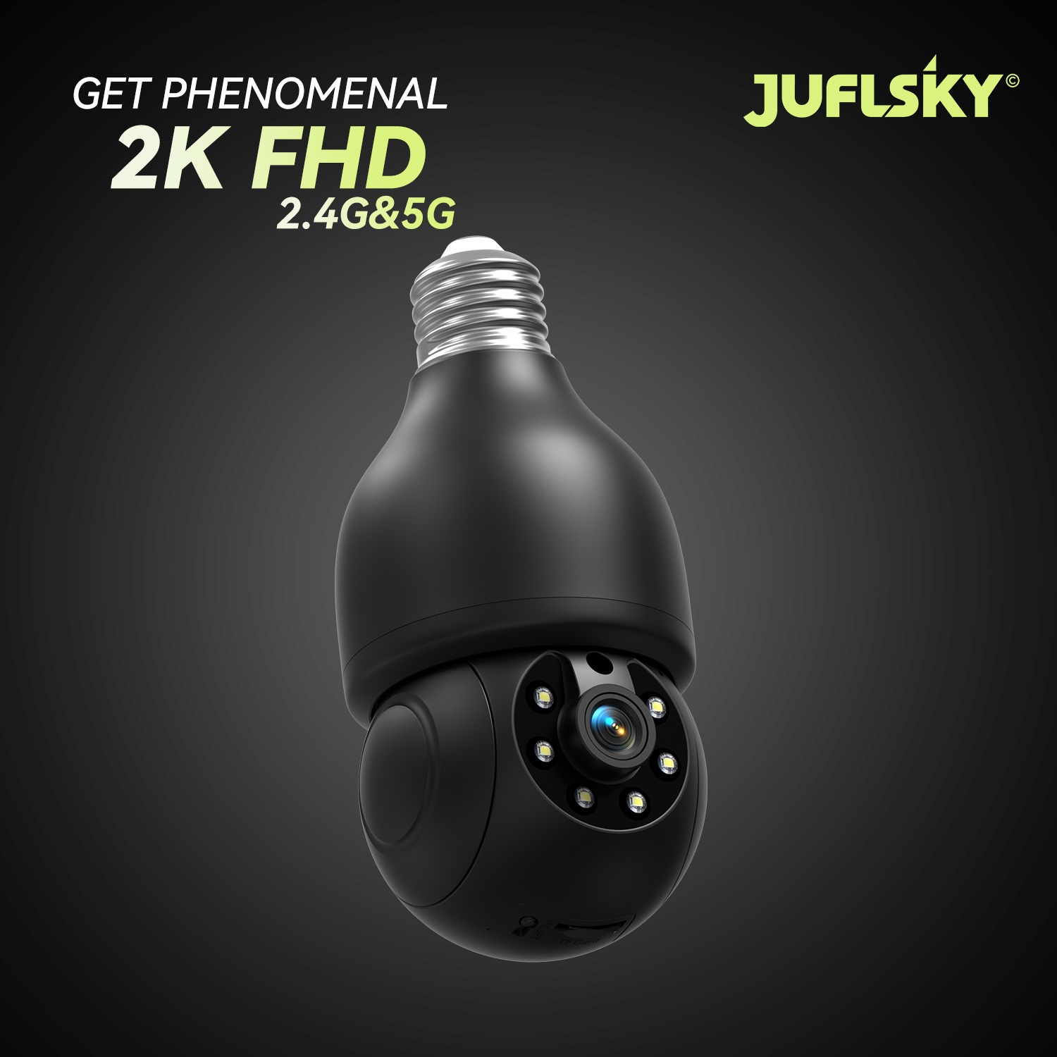 TEMU 2k Fhd Smart Bulb Security Camera - Wireless Indoor Light Socket Cam With 360° Panoramic Ptz, 5g/2.4g Wifi, Motion Tracking & Auto Alerts, Color