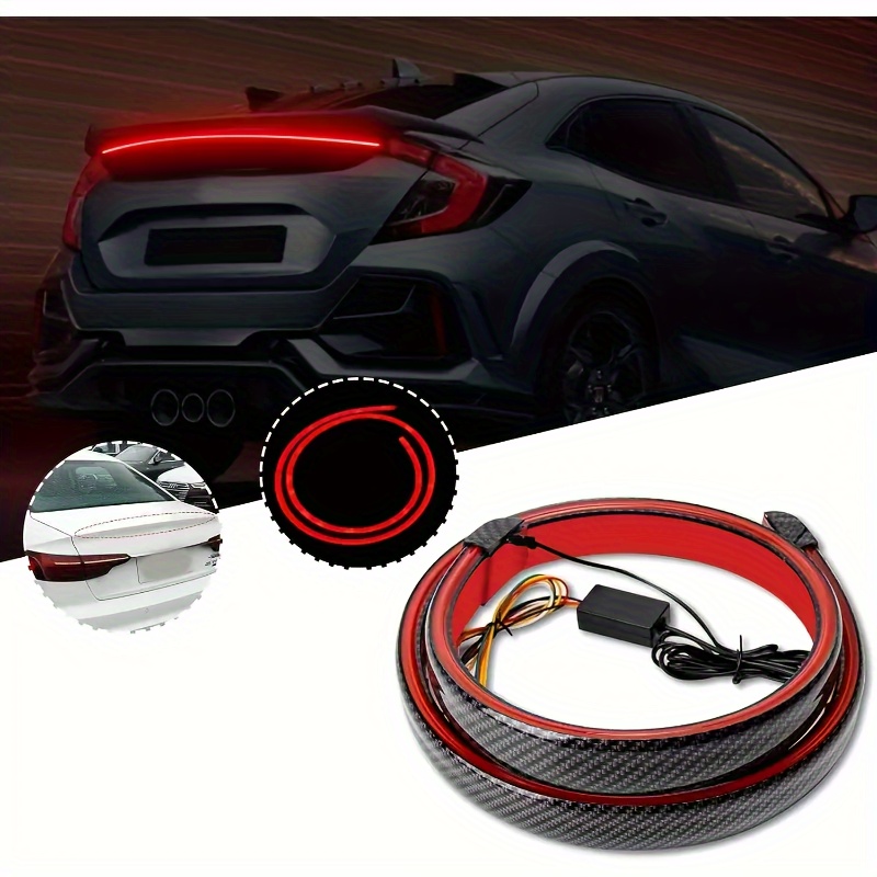 TEMU 51 Inch Universal Car - Carbon Fiber Rear Wing Splitter With Led Light Strip, Roof Exterior Accessories, Strong Decorative And - , Beautiful And , Ideal Gift For Drivers