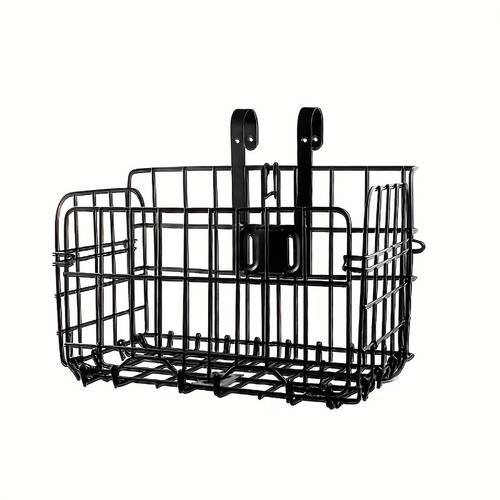 1pc black metal large capacity folding bicycle basket 13 18 7 87 inch front and rear suspension baskets bicycle frame suitable for bicycle accessories