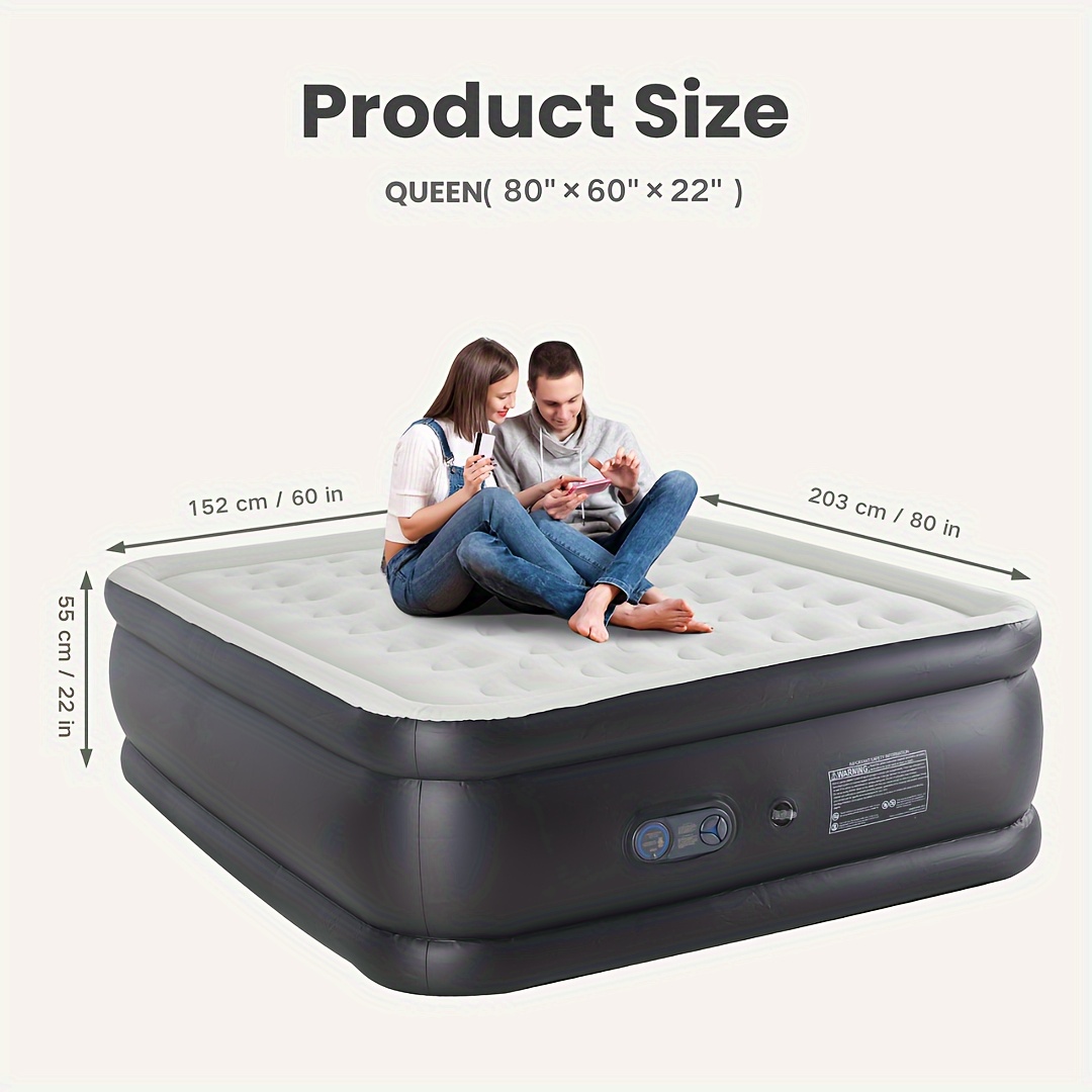 TEMU Air Mattress With Coil Beam Support, Plush Top Non-slip Bottom For Stability On Smooth Floors And Carpets, Sizes And 3 , Can Hold Up To 660