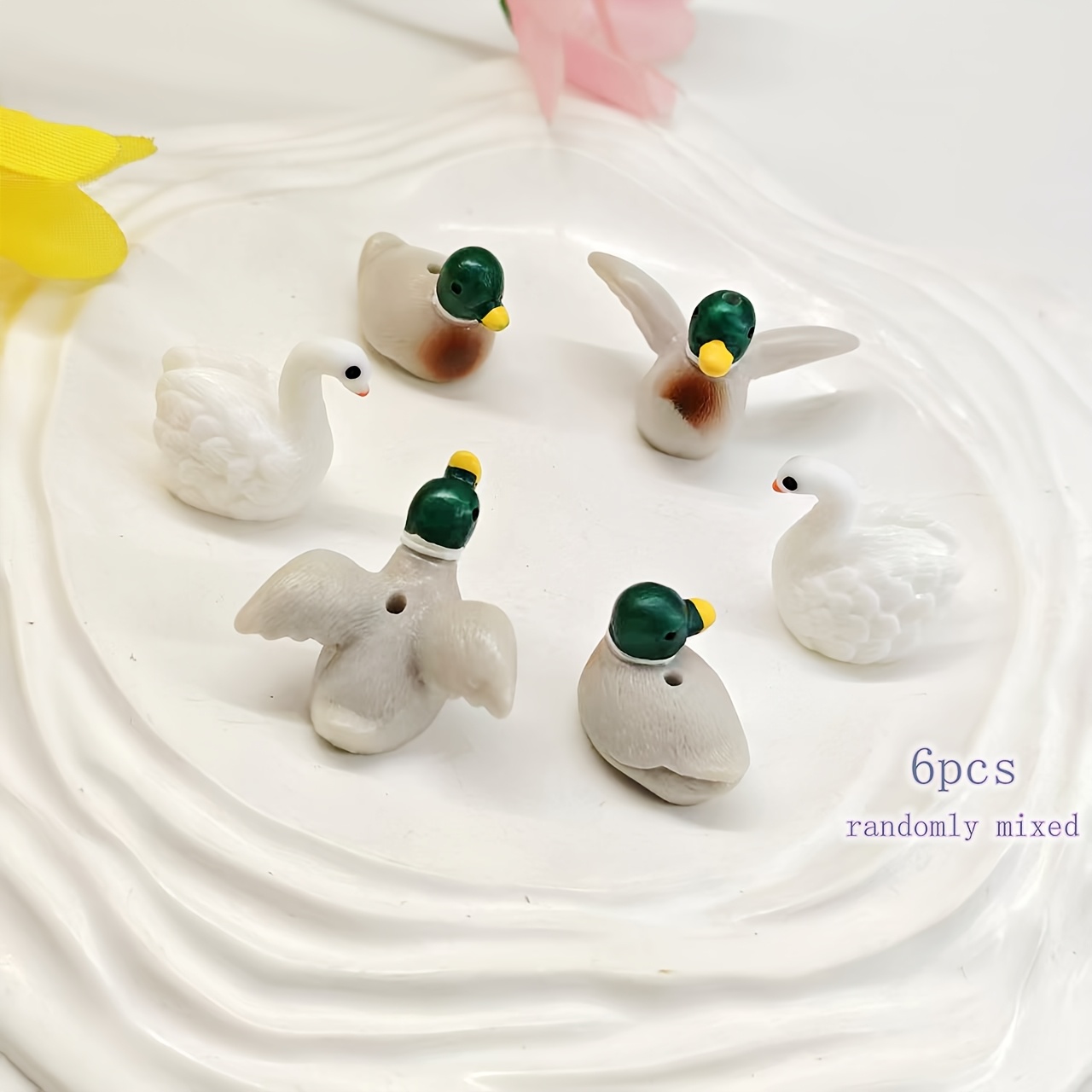 TEMU 6pcs Tête de Canard Vert Émeraude en Résine avec Trous et Décorations de Chaîne, Ornements de Pendentif pour de Perles sur le Thème des Animaux,