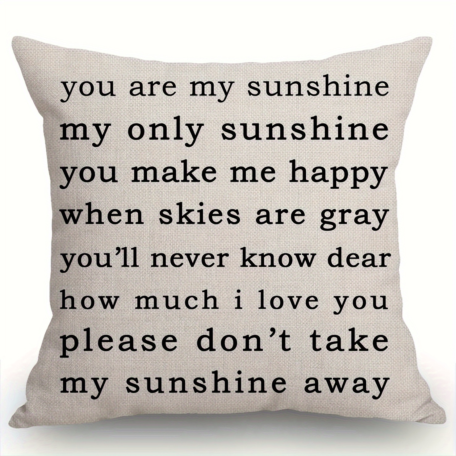 

1pc Short Plush Decor You Are My Sunshine Farmhouse Pillow Song Lyrics Gifts Happiness Quote Living Room Throw Pillow Pillow Covers Excluding Pillow Core 18x18 Inch