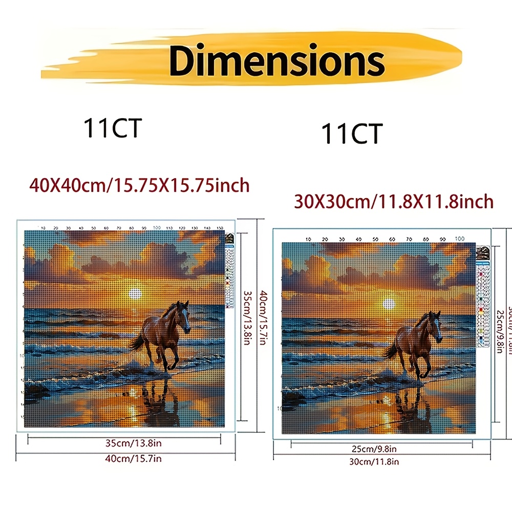 Galloping Horse at Seaside Sunset Cross-Stitch Kit