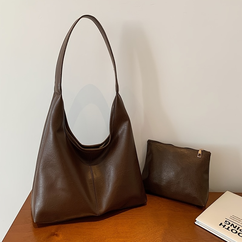 TEMU Sac à bandoulière asymétrique pour femme, 1 pièce, sac texturé grande 2026, sac d'épaule de simple et polyvalent pour femme, sac de maman, pour