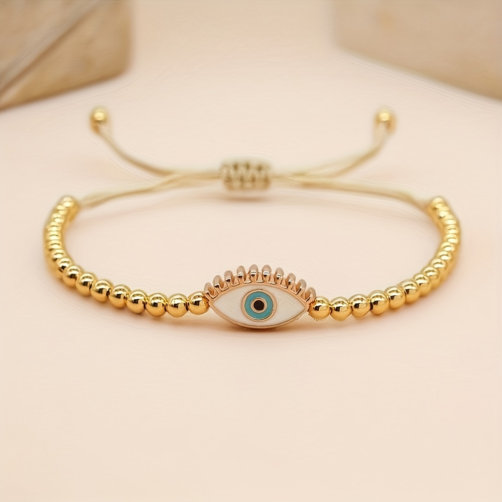 Bohemian Evil Eye Beaded Bracelet for Women, Adjustable Gift