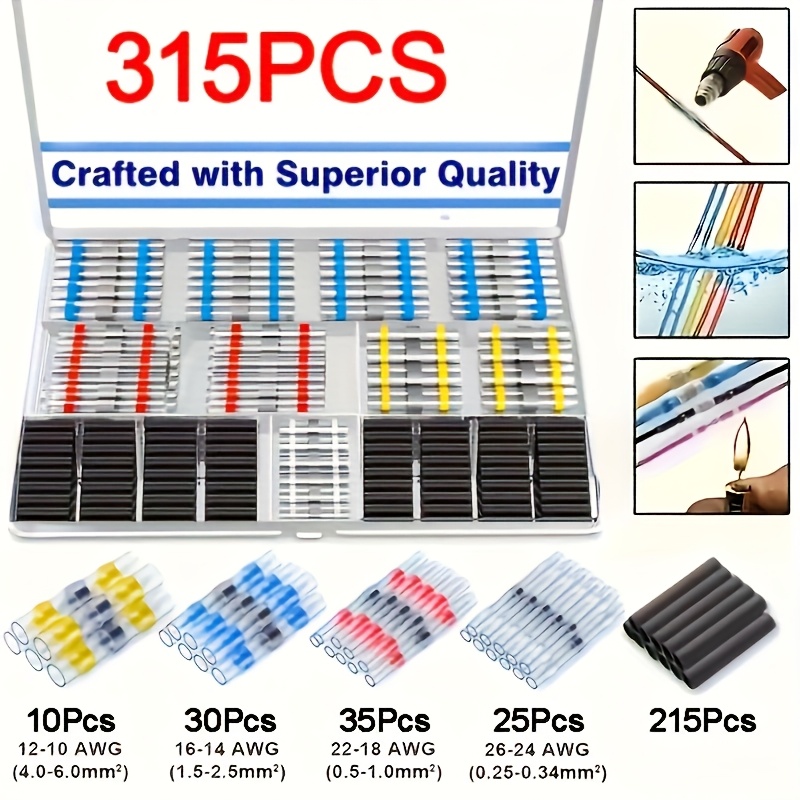 TEMU Syquilaris 915/615/315pcs Heat Shrinkable Solder Sleeves, Copper Contact Welding Connectors, Non-electric Thermal Shrink Insulation Wire Joint