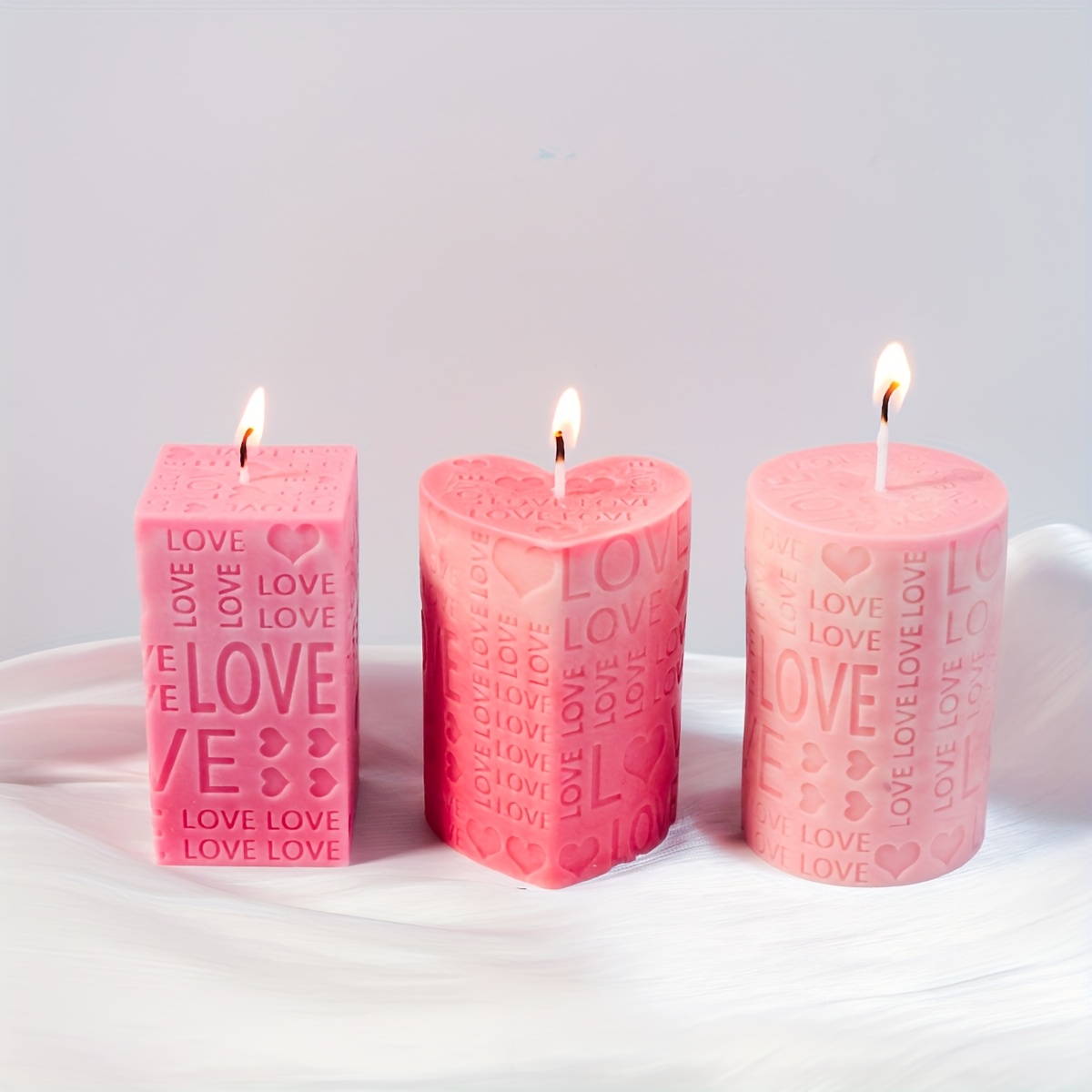 

Diy Love Cylinder 3 Candle Molds Valentine's Day Pillar Wax Romantic Aromatherapy Love Heart Candle Valentine's Day Heart Silicone Candle Molds