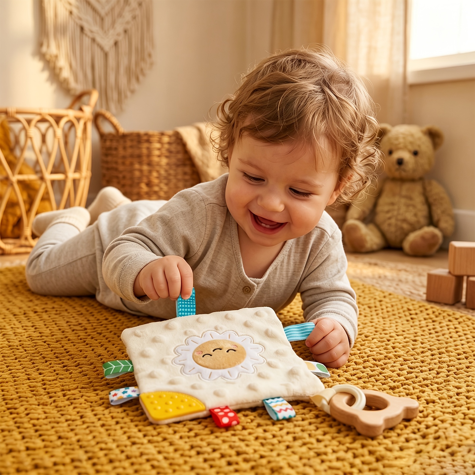Lamb Plush Fabric Pacifier Blanket Toy