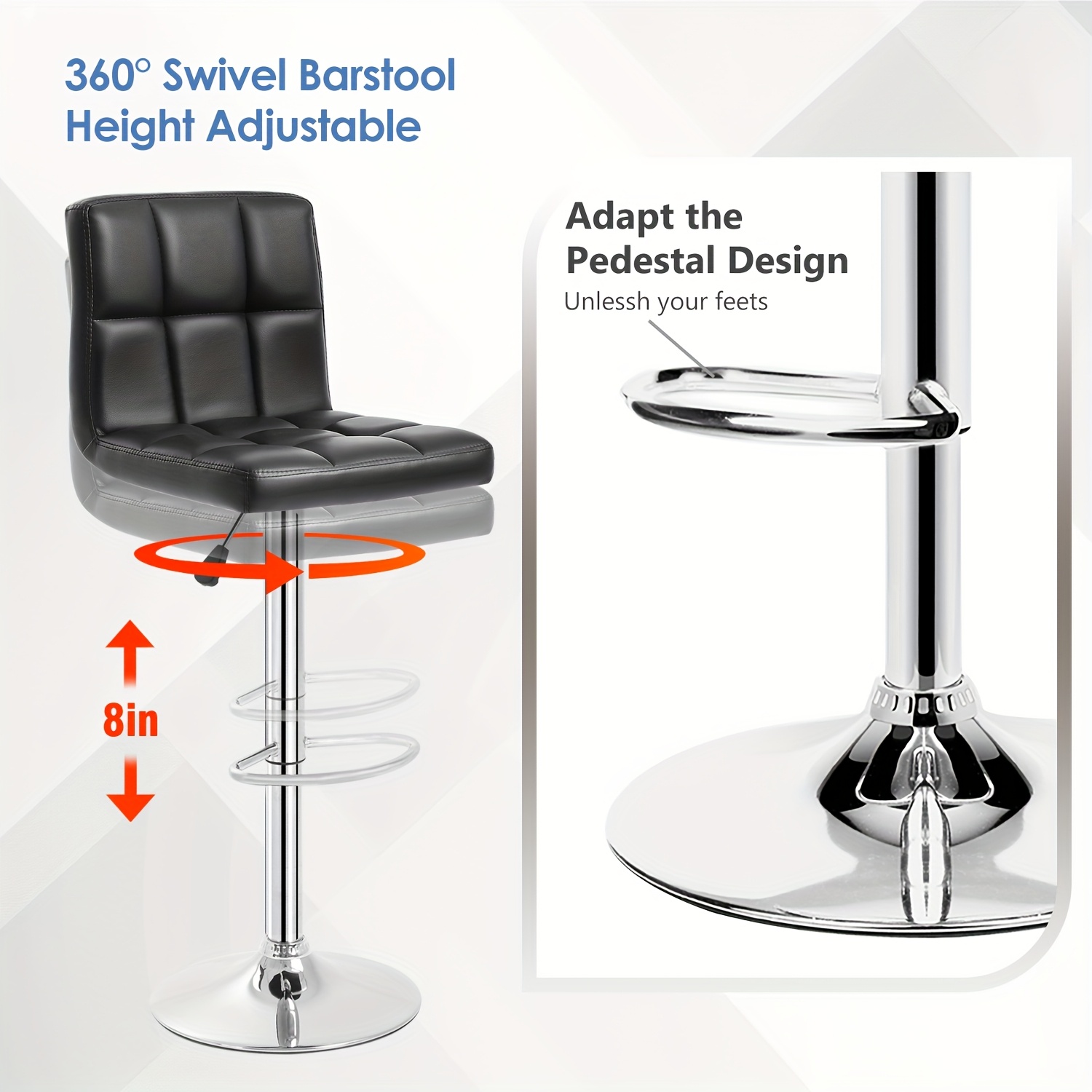 set 2 bar chair faux leather adjustable rotate stool - Temu