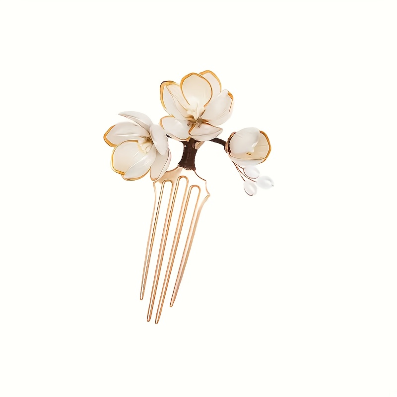 TEMU 1 Elegant Vintage Hairpin, With Hand-wrapped Flowers That . Suitable For Daily , Parties, Weekend Shopping, And As A Gift For Your Girlfriend