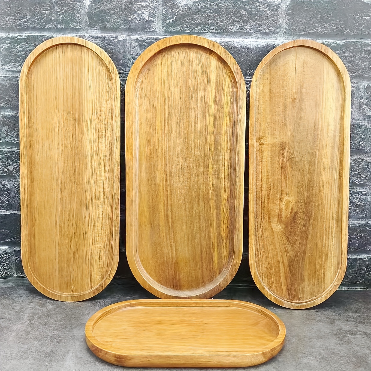 

1pc S/l/xl New Widened Wooden Oval Tray, Wood Fruit Plate, Dessert Plate, Multi-functional Snack Plate, Decorative Fruit Plate, Washable Food Plate, Breakfast Tray For Restaurants Eid Al-adha Mubarak