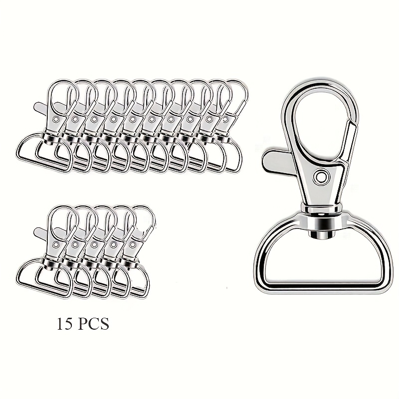 Image of 15pcs Heavy-duty Metal Keychains With Locking - 360° Rotating Locking System (d-ring) For Keys, Dog Collars, Belt Loops, Backpack & Handbag - Locking Mechanism, Diy Handheld Hardware