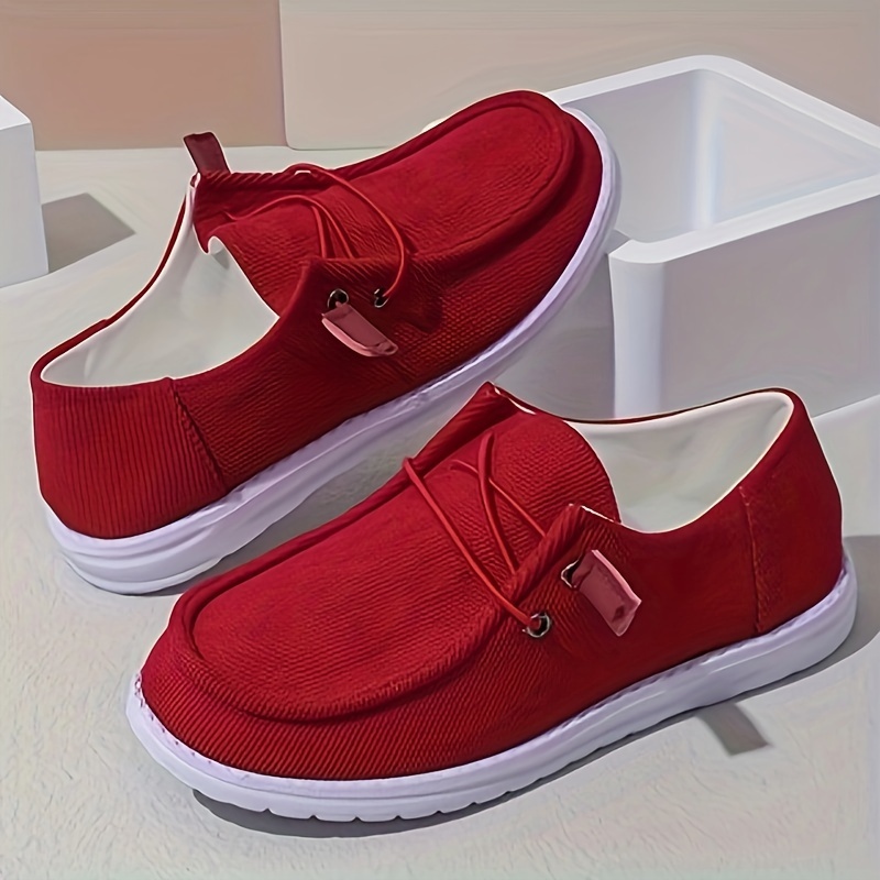 Women's Solid Color Flat Loafers, Casual Lace Up Outdoor Shoes ...