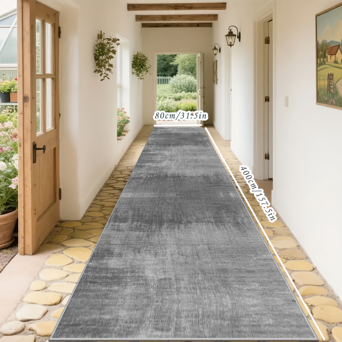 TEMU [] 1pc, Light Luxury Easy Gray Long Strip Carpet, Indoor Outdoor Runner's Carpet, Home Soft Fashion Modern Decorative Carpet, Easy To Store And