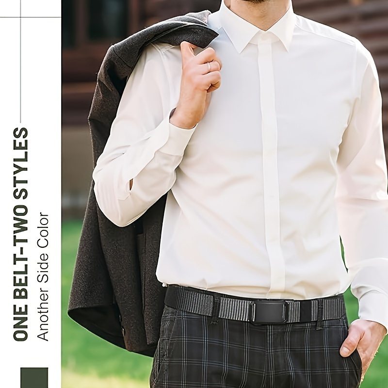 Men's Canvas Belt w/ Automatic Buckle for Work & Outdoor Training
