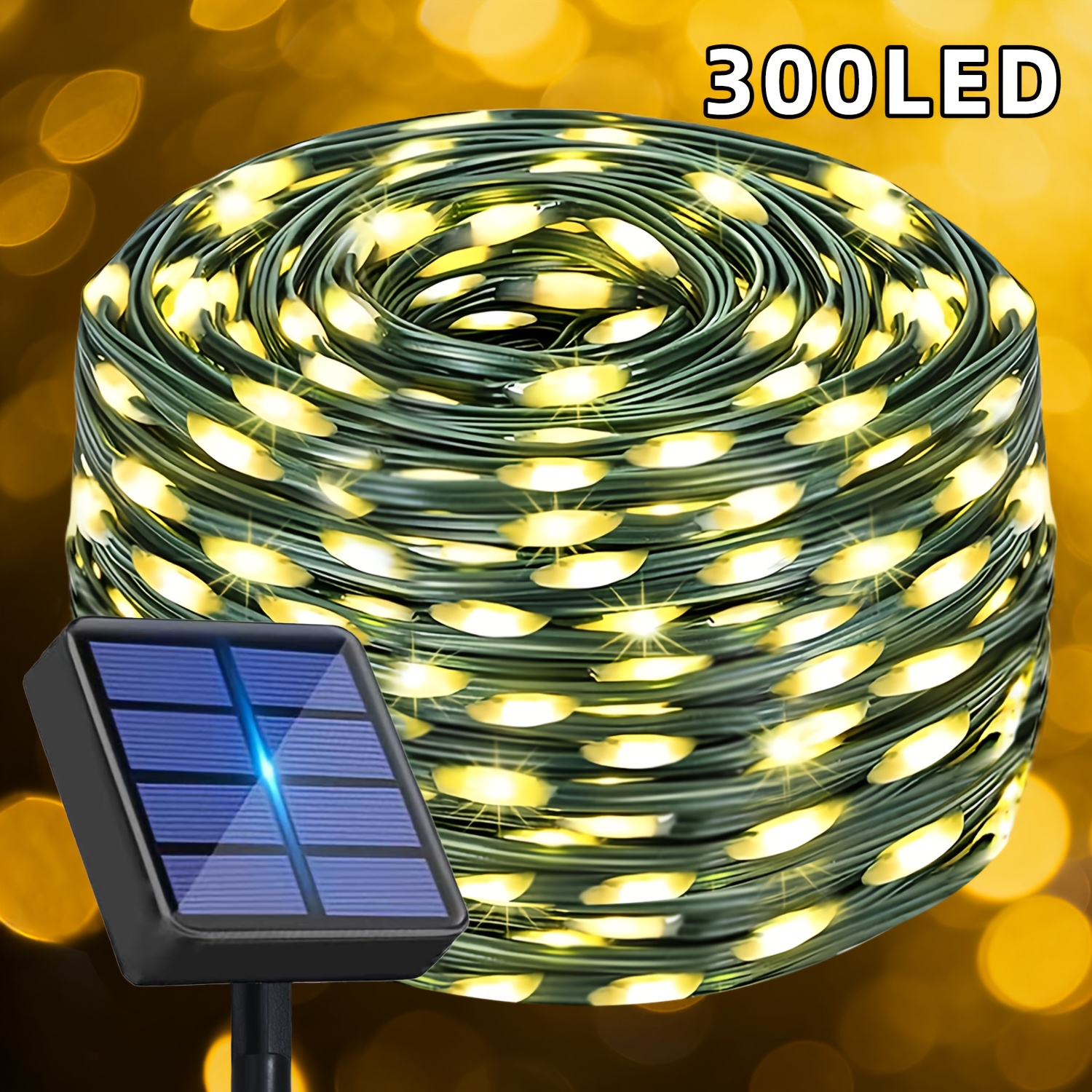 Image of Solar Outdoor String Lights 1 Set 100/200/300 Led, 12 Lighting Fairy Lights - Warm/white/colorful, Perfect For Patio Garden Fence Wedding Party Decoration,halloween/christmas Decor