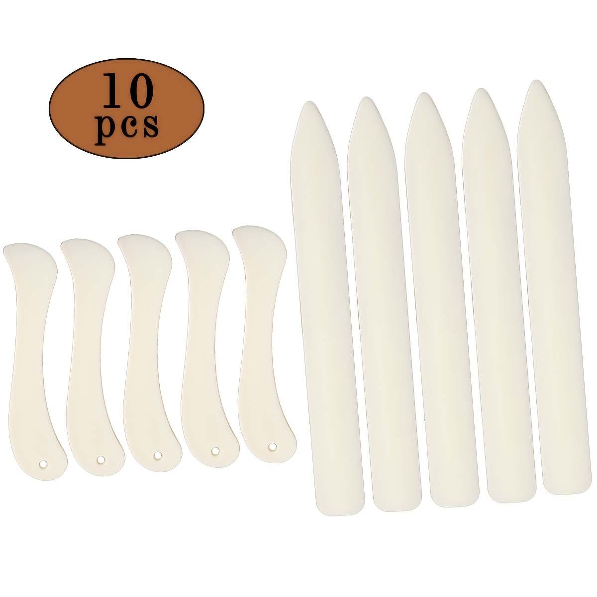 TEMU 10pcs Bone Color Crease Makers, Scoring Tool, Plastic Bone Folder Paper Creaser, Folding Bookbinding Tool, Origami Tools For Making Paper Crafts