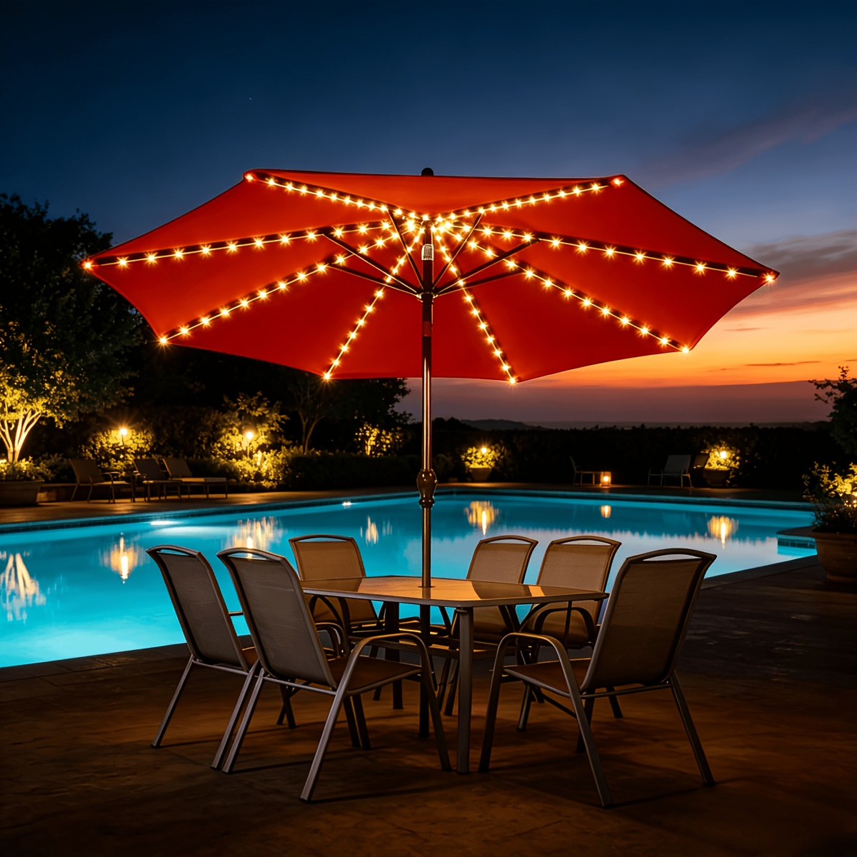 TEMU 1pc, Umbrella Lights, Led Solar Panel Parasol Lamp, 149led Warm White, Twinkle String Lights, Ideal For Patio Umbrellas Tents Garden Beach Pool
