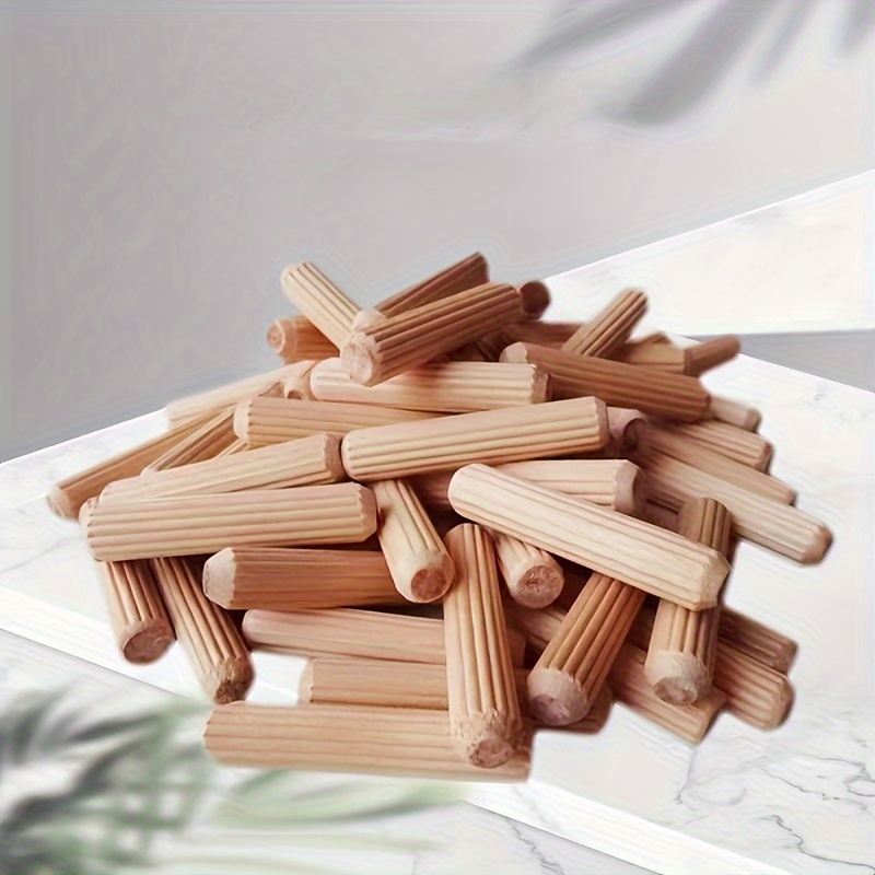 

200 Pack Standard Straight Fluted Wood Dowel Pins - Aligning Dowels For Furniture Assembly And Woodworking, Smooth Treatment Eucalyptus Hardwood