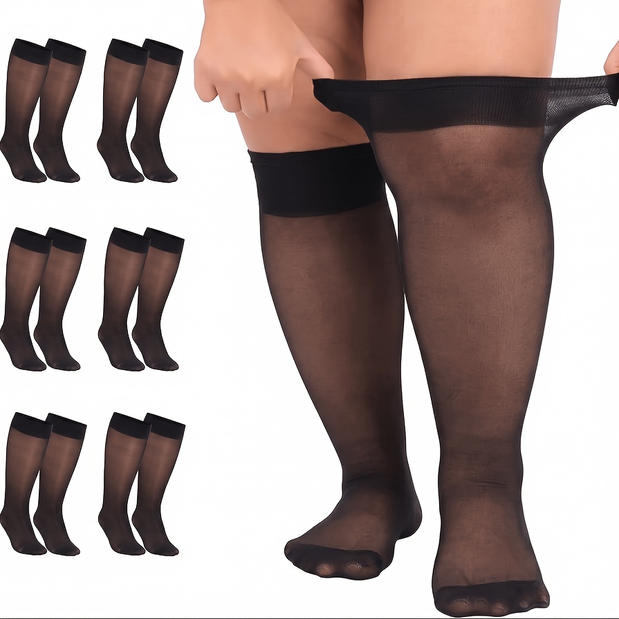 TEMU 6-pair Nylon Mid-calf Socks, Extra Large Size, Suitable For Up To 300 Lbs