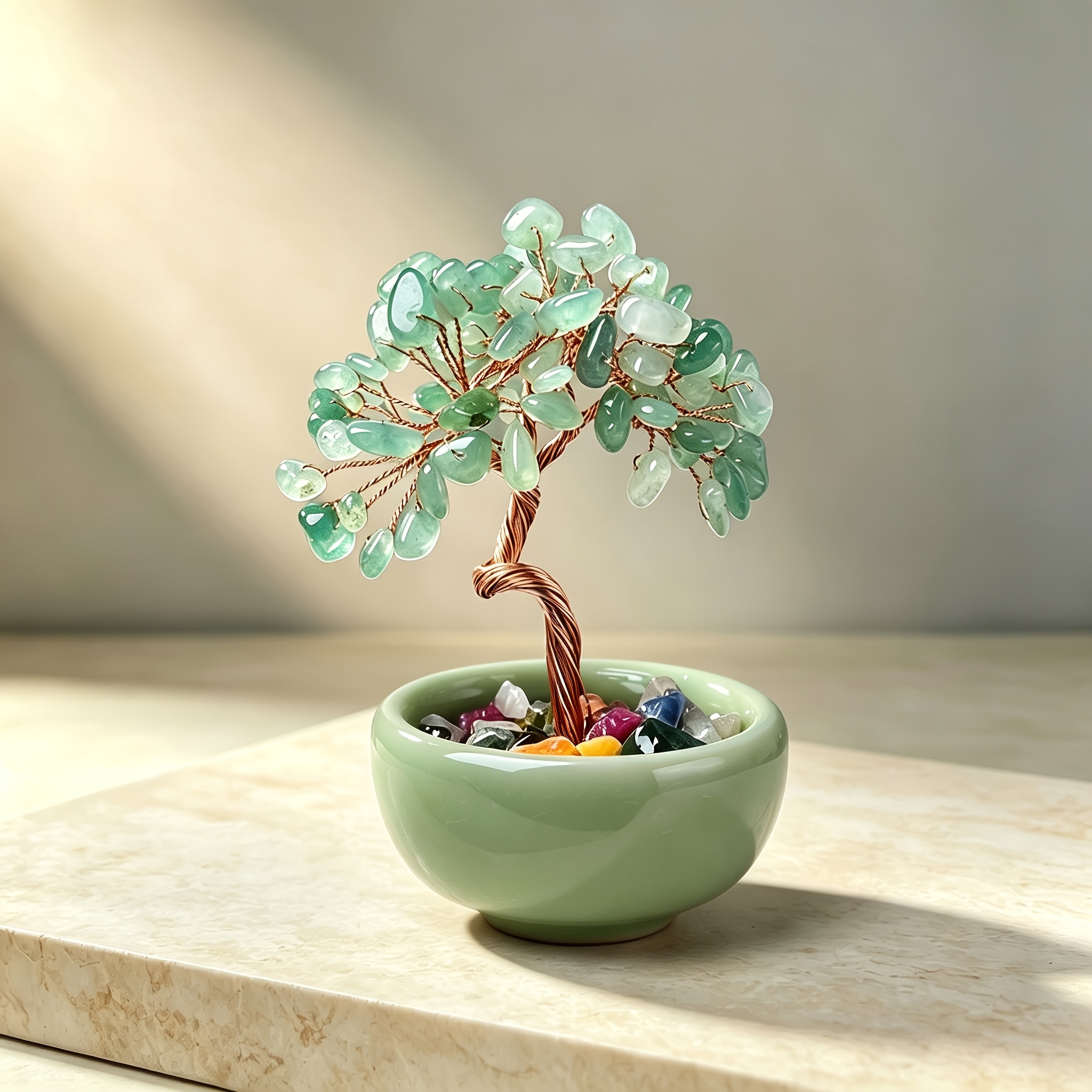 TEMU Mini in , Rosa Viola Dongling Verde, Albero del Denaro , Ornamento da Tavolo per Casa e Ufficio, Regalo Shui