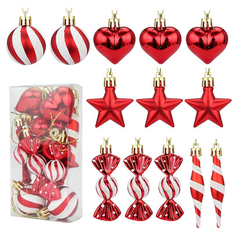 Christmas Tree Ornaments - 13pcs Painted Christmas Gift Box Set, Festive Hanging Decorations