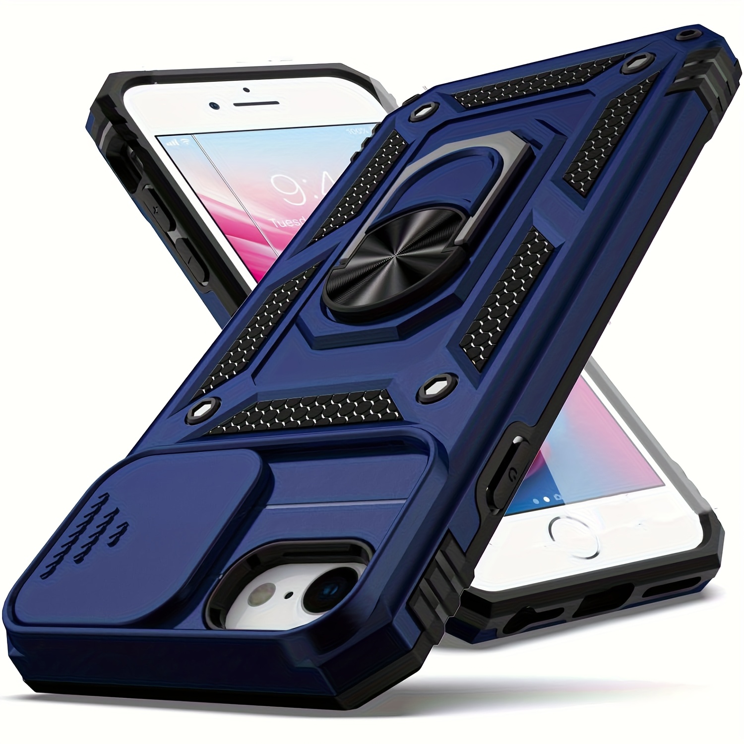 capa protetora para telefone com suporte giratório   para iphone 7 8 plus se 2 e iphone 16e, capa de proteção   com   deslizante