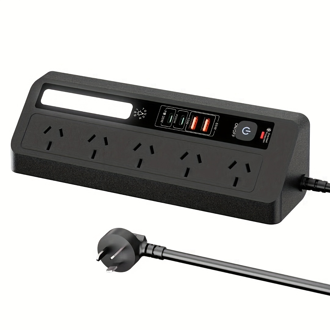 TEMU 9 In 1 Power Strip With 5 Ac Outlets And 4 Usb Ports, Three-color Night , Protection, 2500w/13a, 1.8 M Extension Cord, Individual Switches, For