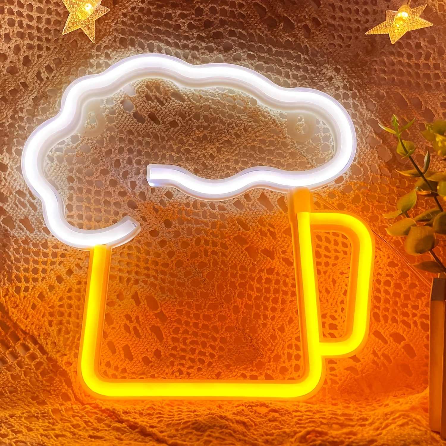1pc, Led Neon Light In Draft Beer Shape, Suitable For Parties, Festivals, Room Decoration, Room Setup, Music Festival Decoration, Usb Or Battery, With Hook (battery Not Included)