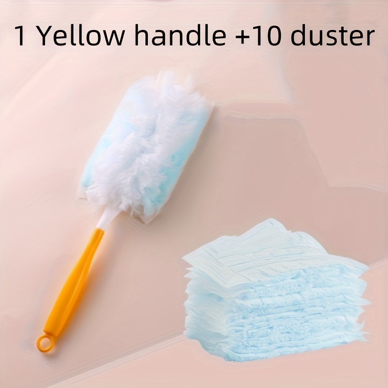   a set of 10 individual duster heads or a yellow handle dusting set 1 handle 10 soft and washable duster heads with multiple options for   of   very suitable for bedrooms bathrooms kitchens living rooms and outdoor use details 0