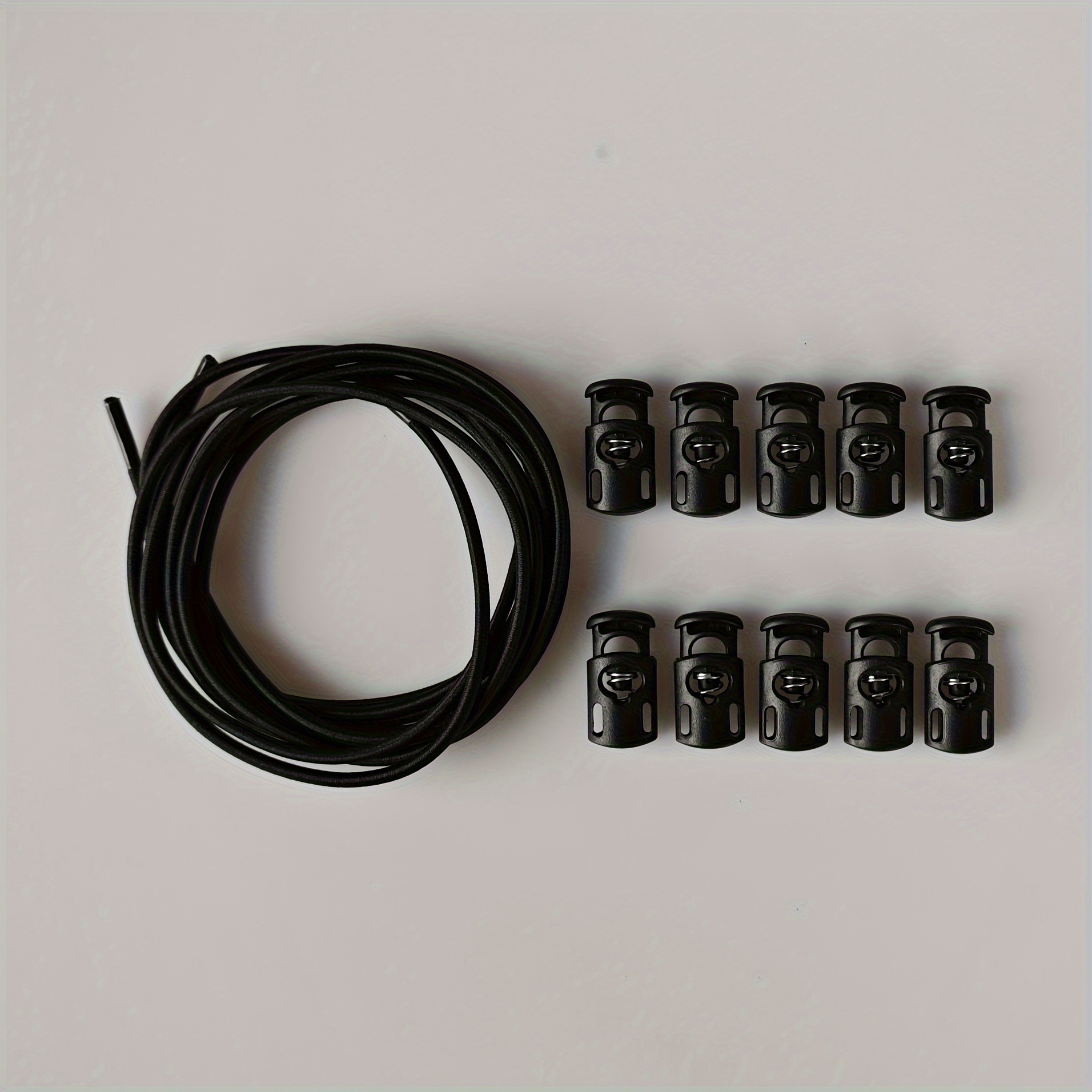 1/8 Inch/3.0mm Heavy Stretch Round String Elastic Cord With 10pcs Plastic Cordlocks Elastic Rope For Crafting
