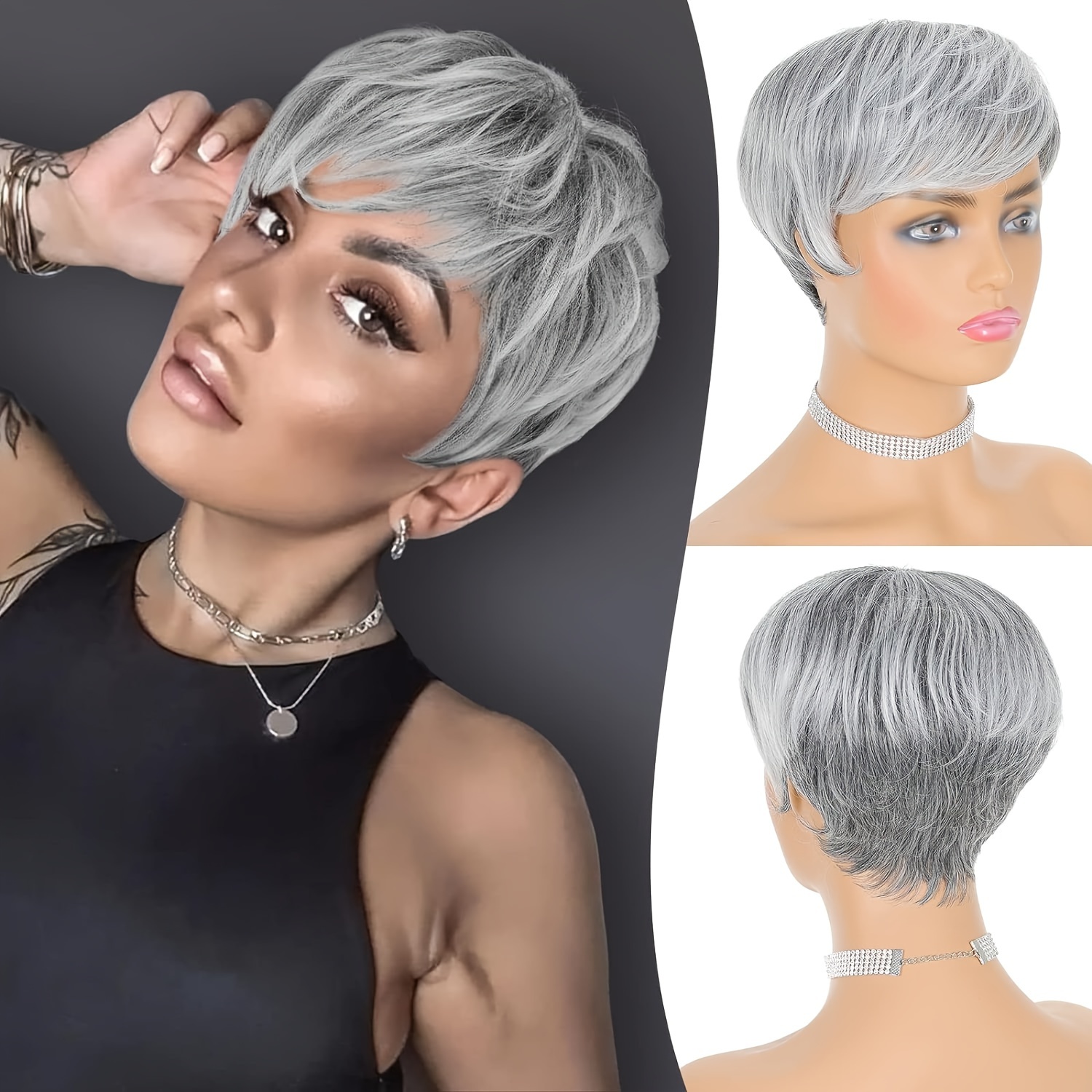 

Haircut Wig With Bangs Glueless Layered Wig Wavy