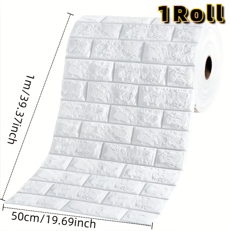 Image of 1pc 3d Wall Sticker Wallpaper Foam Soft Brick, Self-adhesive Suitable For Living Room, Bathroom, Kitchen And Bedroom Decoration
